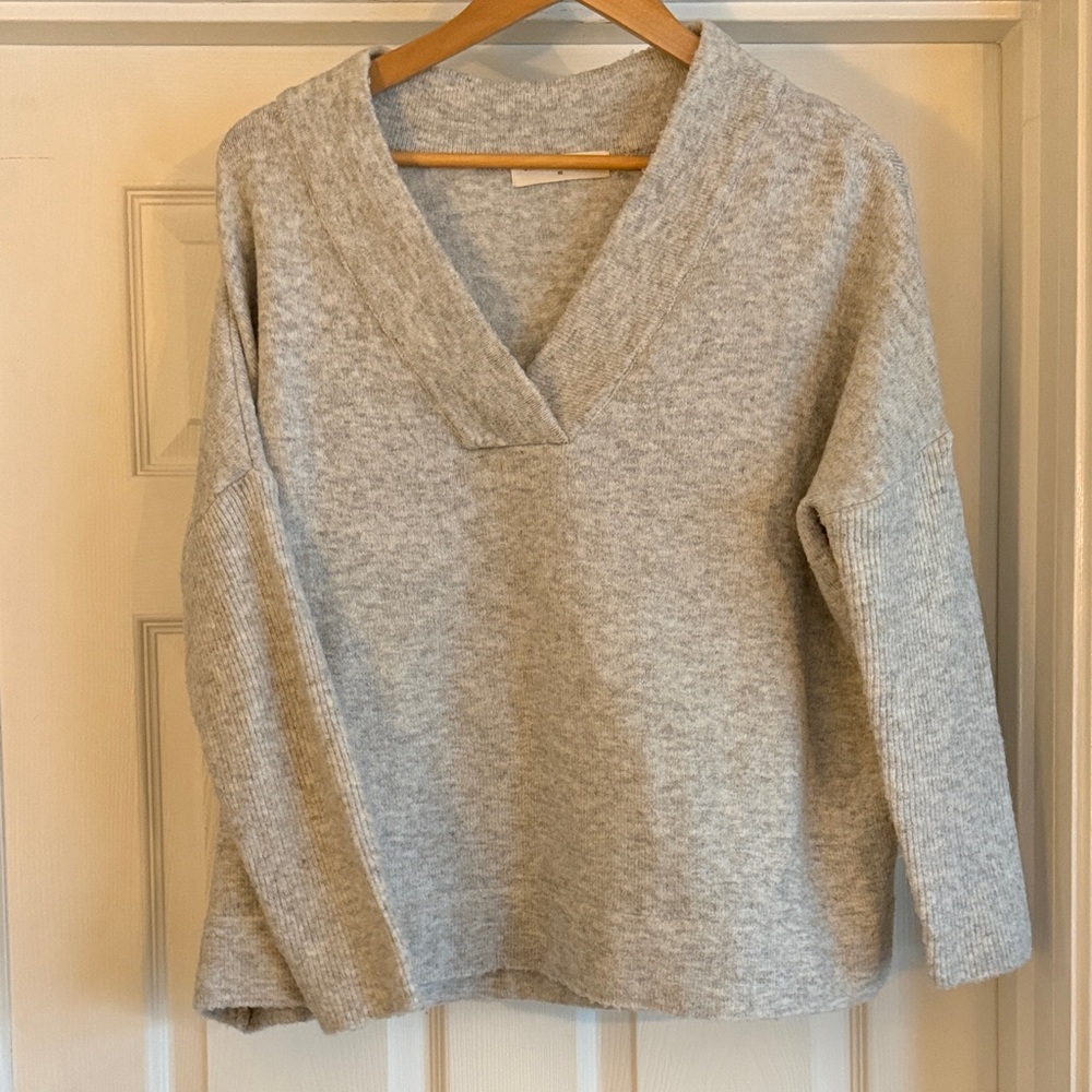 Cozy Gray V-Neck Women's Sweater